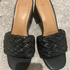 A New Day Women's Black Woven Slide Sandals